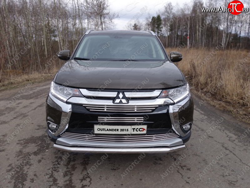 14 699 р. Защита передняя нижняя короткая 60,3 мм ТСС Тюнинг Mitsubishi Outlander GF 2-ой рестайлинг (2015-2018) (нержавейка)  с доставкой в г. Кемерово