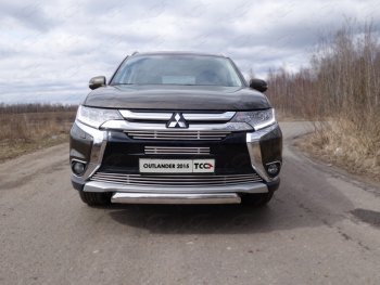 Верхняя декоративная вставка решетки радиатора ТСС Тюнинг Mitsubishi Outlander  GF (2015-2018) 2-ой рестайлинг (d 12 мм)