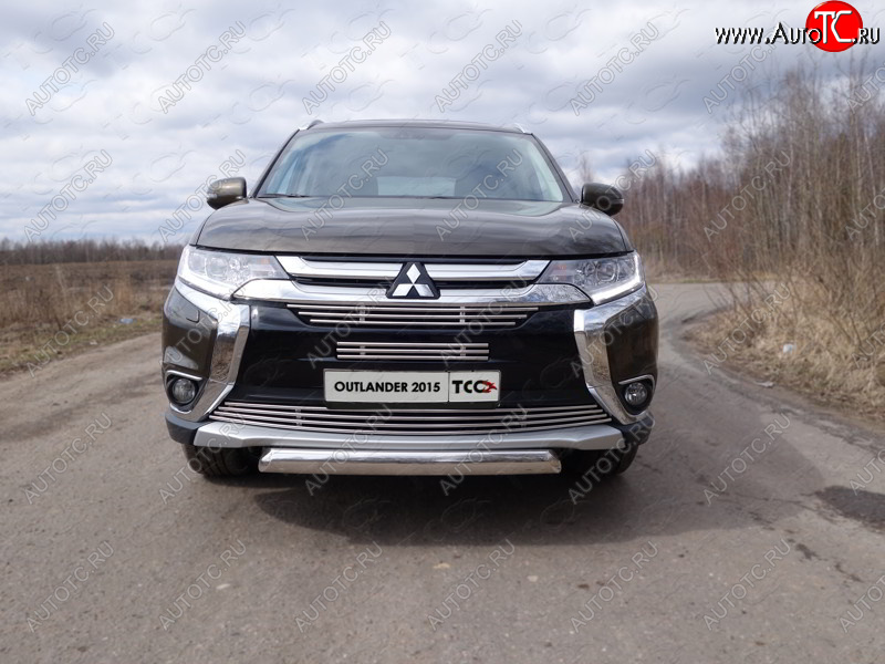 7 349 р. Верхняя декоративная вставка решетки радиатора ТСС Тюнинг  Mitsubishi Outlander  GF (2015-2018) 2-ой рестайлинг (d 12 мм)  с доставкой в г. Кемерово
