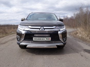 8 799 р. Нижняя декоративная вставка в бампер ТСС Тюнинг  Mitsubishi Outlander  GF (2015-2018) 2-ой рестайлинг (d 12 мм)  с доставкой в г. Кемерово. Увеличить фотографию 1