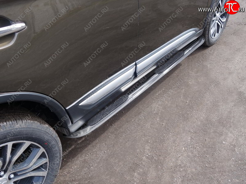 35 999 р. Пороги овальные гнутые с накладкой 75х42 мм Mitsubishi Outlander GF 3-ий рестайлинг (2018-2022) (серые)  с доставкой в г. Кемерово