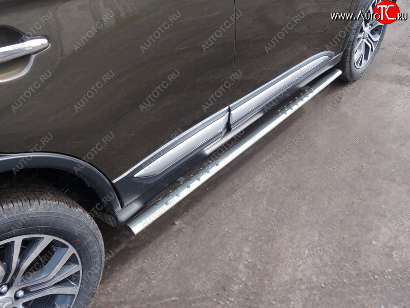 35 999 р. Пороги овальные с проступью 75х42 мм ТСС Тюнинг Mitsubishi Outlander GF 3-ий рестайлинг (2018-2022) (серые)  с доставкой в г. Кемерово