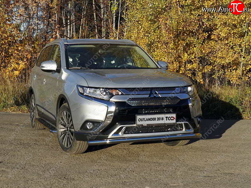 17 649 р. Защита переднего бампера нижняя d60,3 мм ТСС Тюнинг  Mitsubishi Outlander  GF (2018-2022) 3-ий рестайлинг (нержавейка)  с доставкой в г. Кемерово