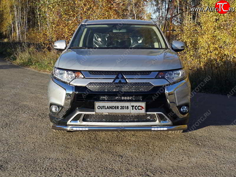 31 899 р. Защита переднего бампера нижняя с ДХО 60,3 мм ТСС Тюнинг  Mitsubishi Outlander  GF (2018-2022) 3-ий рестайлинг (нержавейка)  с доставкой в г. Кемерово