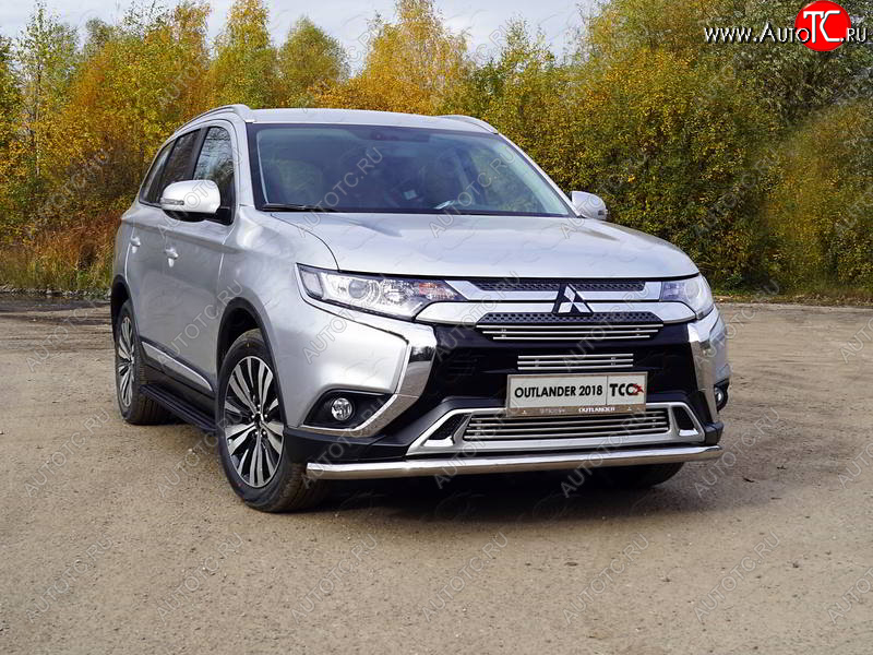 21 999 р. Защита передняя нижняя длинная 60,3 мм ТСС Тюнинг  Mitsubishi Outlander  GF (2018-2022) 3-ий рестайлинг (нержавейка)  с доставкой в г. Кемерово