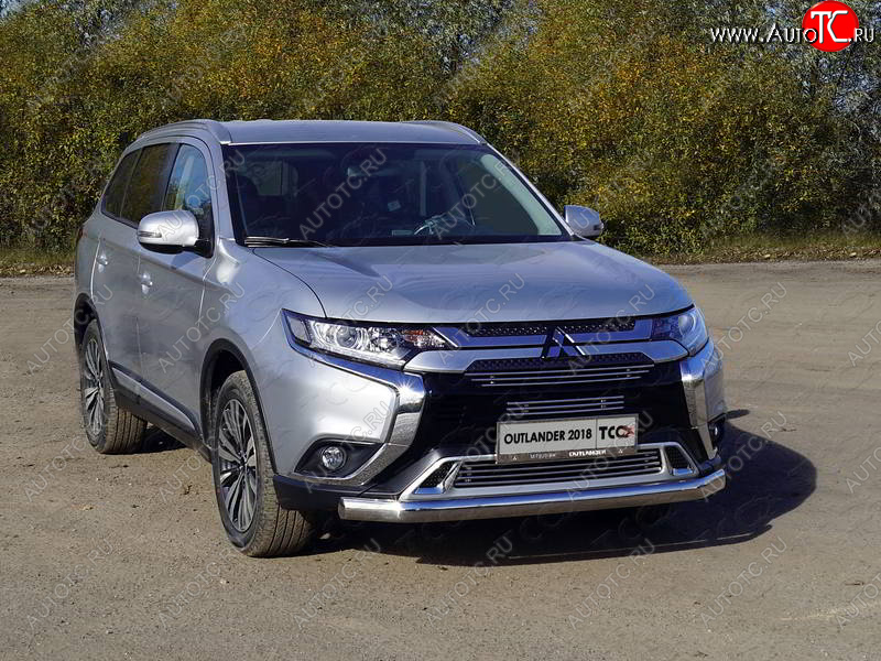 21 999 р. Защита переднего бампера нижняя овальная 75*42 мм ТСС Тюнинг  Mitsubishi Outlander  GF (2018-2022) 3-ий рестайлинг (нержавейка)  с доставкой в г. Кемерово