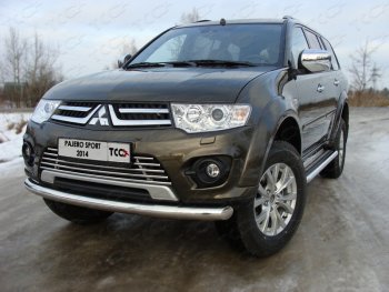 Защита переднего бампера нижняя 76,1 мм ТСС Тюнинг Mitsubishi Pajero Sport  PB (2013-2017) рестайлинг (нержавейка)