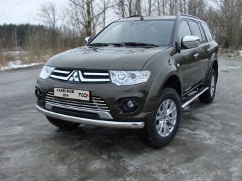 20 699 р. Защита переднего бампера нижняя овальная 75*42 мм ТСС Тюнинг  Mitsubishi Pajero Sport  PB (2013-2017) рестайлинг (нержавейка)  с доставкой в г. Кемерово. Увеличить фотографию 1