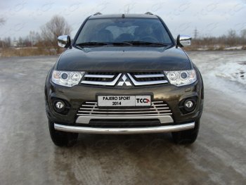 8 799 р. Декоративная вставка переднего бампера ТСС Тюнинг  Mitsubishi Pajero Sport  PB (2013-2017) рестайлинг (d 16 мм)  с доставкой в г. Кемерово. Увеличить фотографию 1