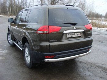 Защита задняя (центральная овальная 75х42 мм) ТСС Тюнинг Mitsubishi Pajero Sport  PB (2013-2017) рестайлинг