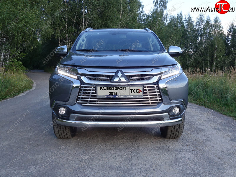 20 699 р. Защита переднего бампера нижняя овальная 75*42 мм ТСС Тюнинг  Mitsubishi Pajero Sport  PB (2013-2017) рестайлинг (нержавейка)  с доставкой в г. Кемерово