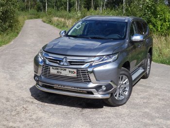 Защита переднего бампера нижняя d76,1 мм ТСС Тюнинг Mitsubishi Pajero Sport  QE (2015-2021) дорестайлинг (нержавейка)