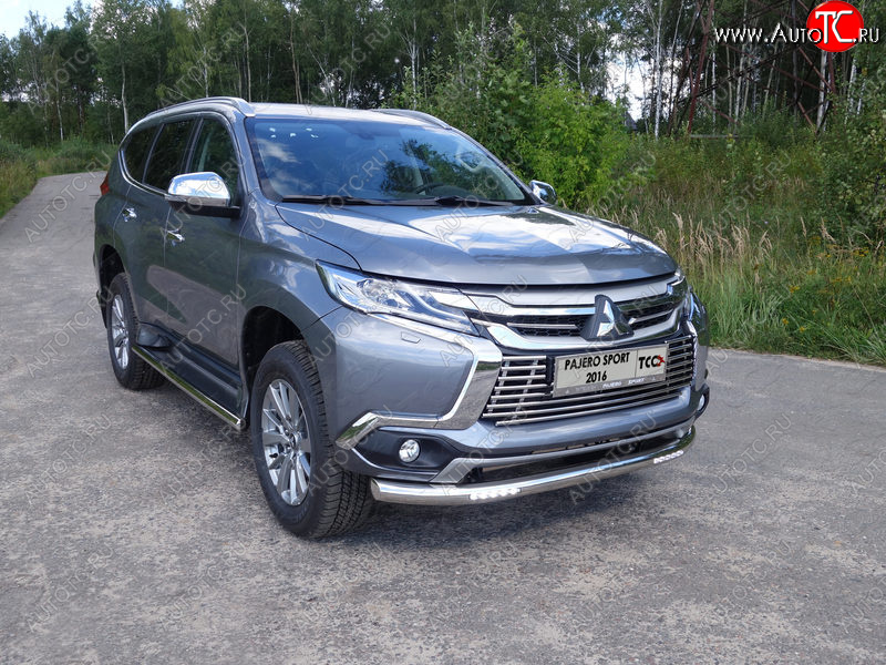 36 299 р. Защита переднего бампера нижняя с ДХО 76,1 мм ТСС Тюнинг  Mitsubishi Pajero Sport  QE (2015-2021) дорестайлинг (нержавейка)  с доставкой в г. Кемерово