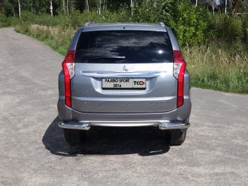 Защита задняя (уголки, нержавейка 76,1 мм) ТСС Тюнинг Mitsubishi Pajero Sport  QE (2015-2021) дорестайлинг