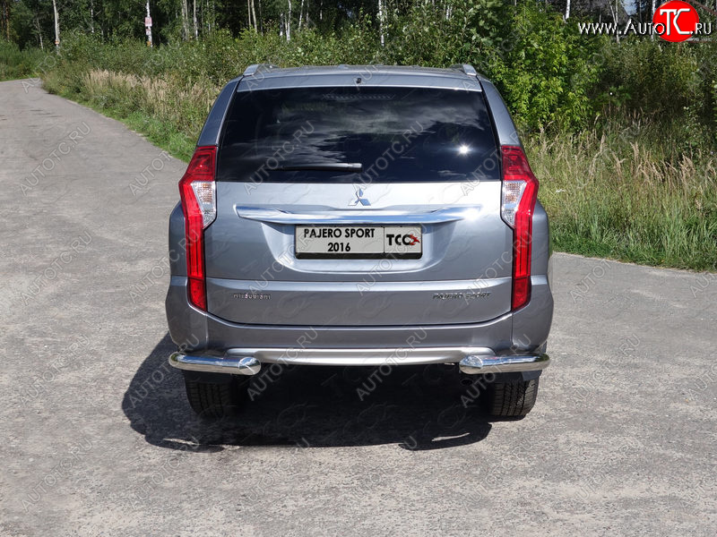15 999 р. Защита задняя (уголки, нержавейка 76,1 мм) ТСС Тюнинг  Mitsubishi Pajero Sport  QE (2015-2021) дорестайлинг  с доставкой в г. Кемерово
