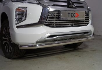 Защита переднего бампера нижняя d76,1 мм ТСС Тюнинг Mitsubishi Pajero Sport QF рестайлинг (2019-2022) (нержавейка)