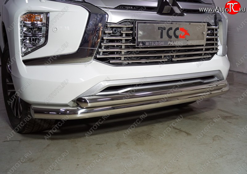 25 999 р. Защита передняя нижняя двойная 76,1*60,3 мм Тюнинг Mitsubishi Pajero Sport QF рестайлинг (2019-2022) (нержавейка)  с доставкой в г. Кемерово