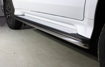 Защита порогов алюминий 42,4 мм, ТСС Тюнинг Mitsubishi Pajero Sport QF рестайлинг (2019-2022) (42,4 мм)