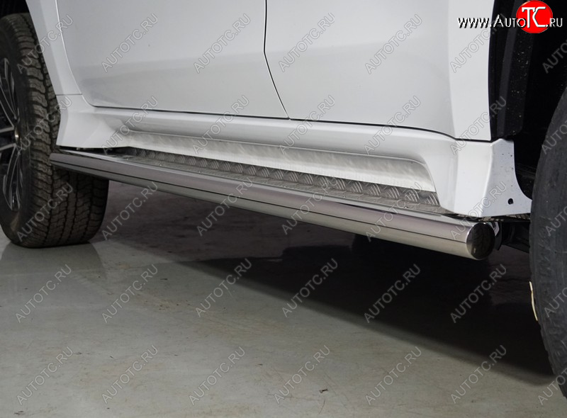 42 999 р. Пороги с площадкой 60,3 мм ТСС Тюнинг Mitsubishi Pajero Sport QF рестайлинг (2019-2022) (нержавейка)  с доставкой в г. Кемерово