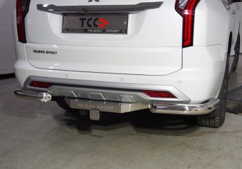 Защита задняя (уголки, нержавейка 76,1 мм) ТСС Тюнинг Mitsubishi Pajero Sport  QF (2019-2022) рестайлинг