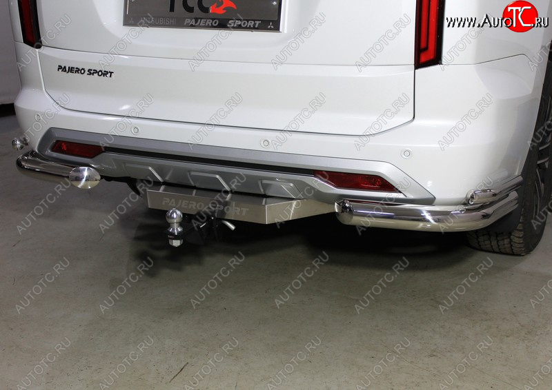 25 399 р. Защита заднего бампера (уголки двойные, d76.1/42.4 мм) TCC  Mitsubishi Pajero Sport  QF (2019-2022) рестайлинг  с доставкой в г. Кемерово