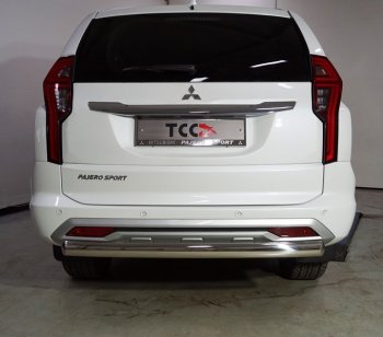 Защита заднего бампера (овальная, d75х42 мм) TCC Mitsubishi Pajero Sport  QF (2019-2022) рестайлинг