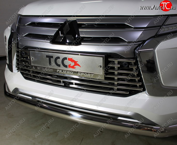 9 999 р. Декоративная вставка переднего бампера ТСС Тюнинг  Mitsubishi Pajero Sport  QF (2019-2022) рестайлинг (d 16 мм)  с доставкой в г. Кемерово