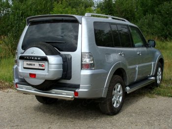 Защита задняя (центральная, нержавейка d75*42 мм) ТСС Тюнинг Mitsubishi Pajero  4 V90 (2011-2015) 1-ый рестайлинг (центральная)
