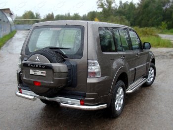 Защита задняя (уголки, нержавейка 76,1 мм) ТСС Тюнинг Mitsubishi Pajero  4 V80 (2011-2014) 3 дв. 1-ый рестайлинг