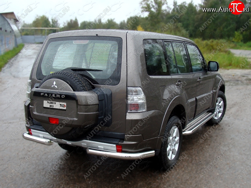 21 999 р. Защита задняя (уголки, нержавейка 76,1 мм) ТСС Тюнинг  Mitsubishi Pajero  4 V80 (2011-2014) 3 дв. 1-ый рестайлинг  с доставкой в г. Кемерово