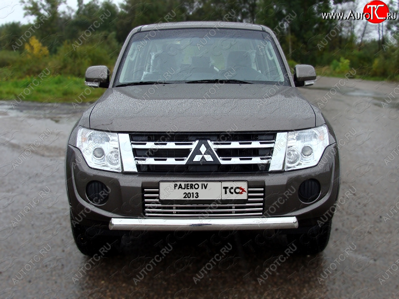 8 799 р. Декоративная вставка переднего бампера ТСС Тюнинг  Mitsubishi Pajero  4 V90 (2011-2015) 1-ый рестайлинг (d 16 мм)  с доставкой в г. Кемерово