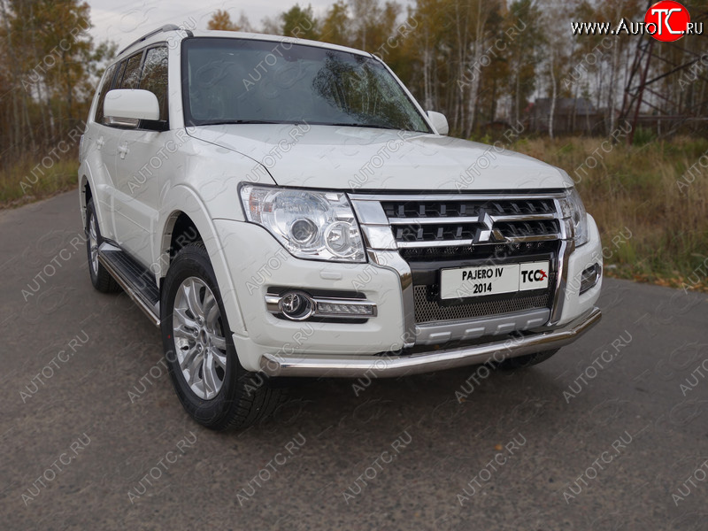 17 649 р. Защита переднего бампера нижняя 76,1 мм ТСС Тюнинг  Mitsubishi Pajero  4 V90 (2014-2020) 2-ой рестайлинг (нержавейка)  с доставкой в г. Кемерово