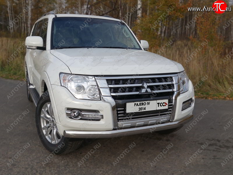 8 799 р. Декоративная вставка переднего бампера ТСС Тюнинг  Mitsubishi Pajero  4 V90 (2014-2020) 2-ой рестайлинг (d 16 мм)  с доставкой в г. Кемерово