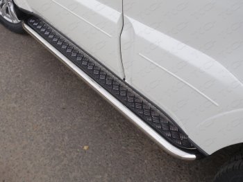 Пороги с площадкой 60,3 мм ТСС Тюнинг Mitsubishi Pajero 4 V90 2-ой рестайлинг (2014-2020) (серые)