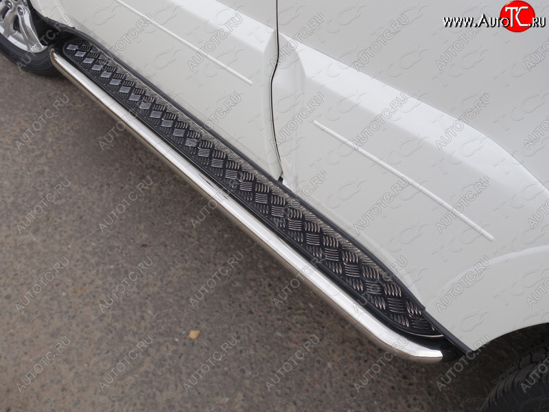 34 799 р. Пороги с площадкой 60,3 мм ТСС Тюнинг Mitsubishi Pajero 4 V90 2-ой рестайлинг (2014-2020) (серые)  с доставкой в г. Кемерово