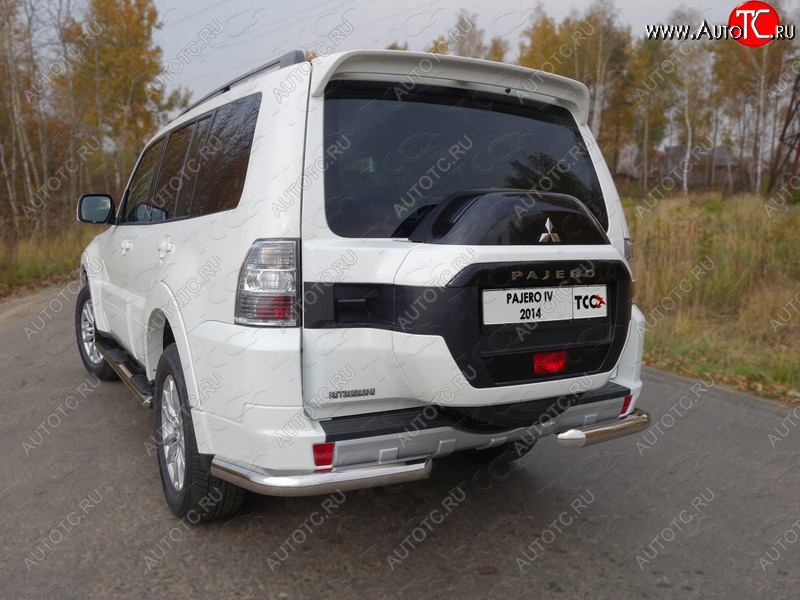 21 999 р. Защита задняя (уголки, нержавейка 76,1 мм) ТСС Тюнинг  Mitsubishi Pajero  4 V90 (2014-2020) 2-ой рестайлинг  с доставкой в г. Кемерово