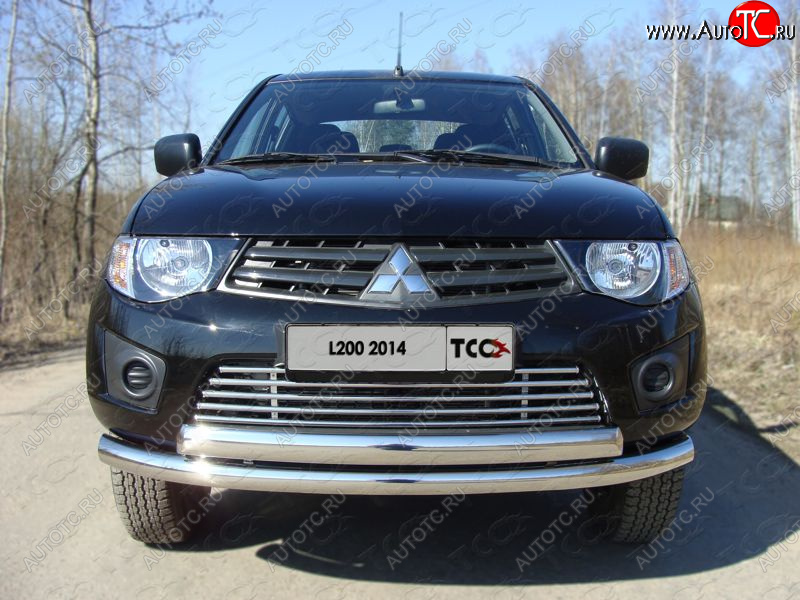 8 799 р. Декоративная вставка переднего бампера ТСС Тюнинг  Mitsubishi L200  4 (2013-2016)  рестайлинг (d 16 мм)  с доставкой в г. Кемерово