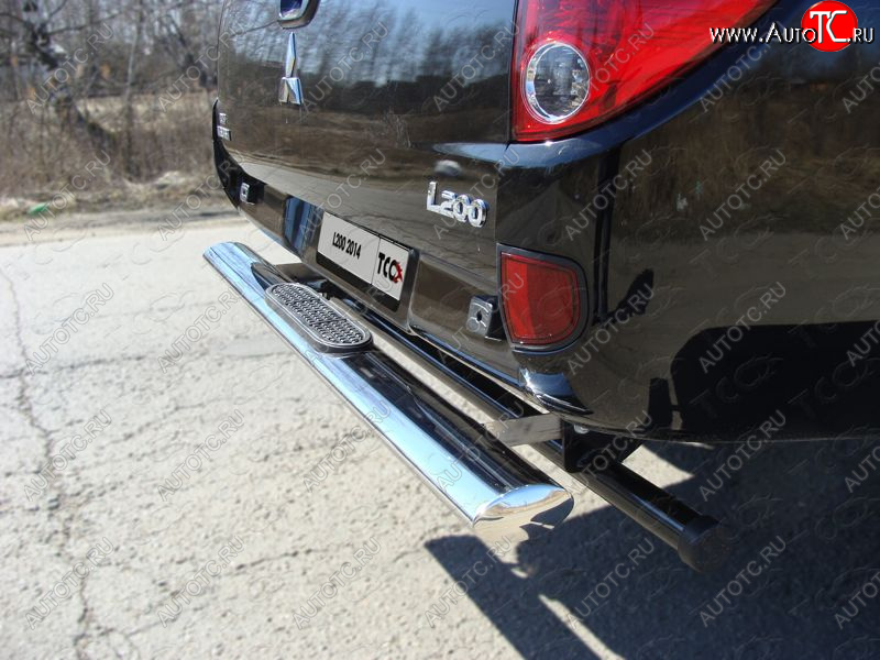 16 299 р. Защита задняя с накладкой (центральная 120*60 мм) ТСС Тюнинг  Mitsubishi L200  4 (2013-2016)  рестайлинг (центральная)  с доставкой в г. Кемерово