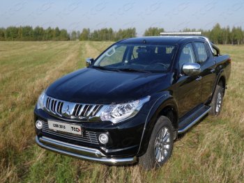 Защита передняя нижняя двойная 76,1*75 мм Тюнинг Mitsubishi L200 5 KK,KL дорестайлинг (2015-2019) (нержавейка)