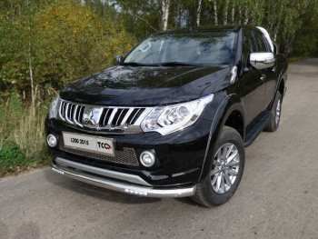 Защита переднего бампера нижняя с ДХО 76,1 мм ТСС Тюнинг Mitsubishi L200 5 KK,KL дорестайлинг (2015-2019) (нержавейка)
