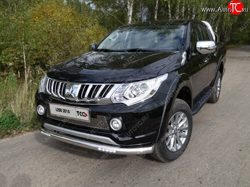 37 999 р. Защита переднего бампера нижняя с ДХО 76,1 мм ТСС Тюнинг  Mitsubishi L200  5 KK,KL (2015-2019) дорестайлинг (нержавейка)  с доставкой в г. Кемерово