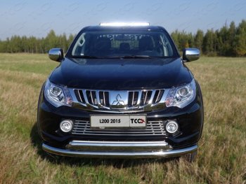 9 549 р. Декоративная вставка переднего бампера ТСС Тюнинг  Mitsubishi L200  5 KK,KL (2015-2019) дорестайлинг (d 16 мм)  с доставкой в г. Кемерово. Увеличить фотографию 1