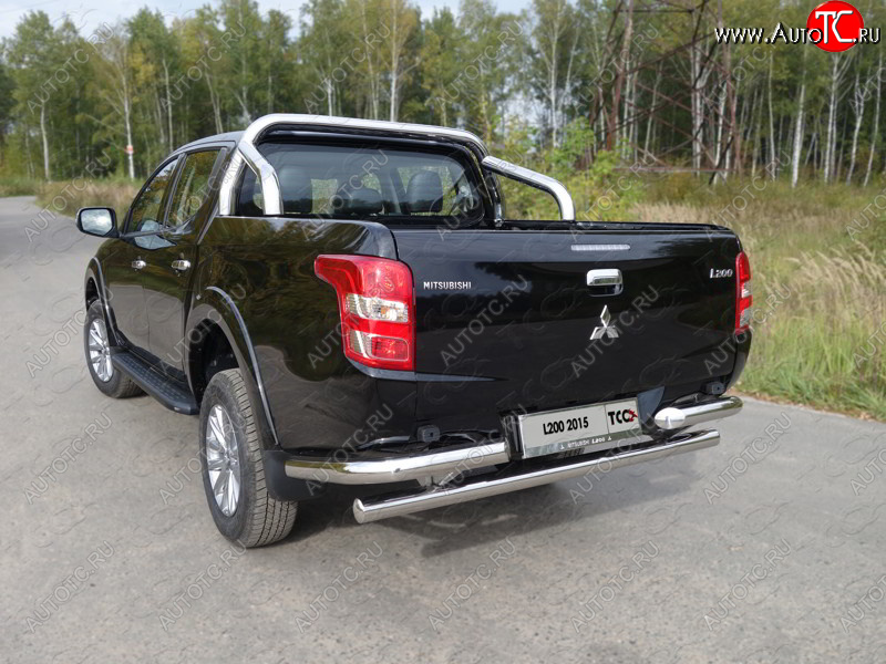 26 499 р. Защита задняя (уголки, нержавейка 76,1 мм) ТСС Тюнинг  Mitsubishi Pajero Sport  PB (2013-2017) рестайлинг  с доставкой в г. Кемерово