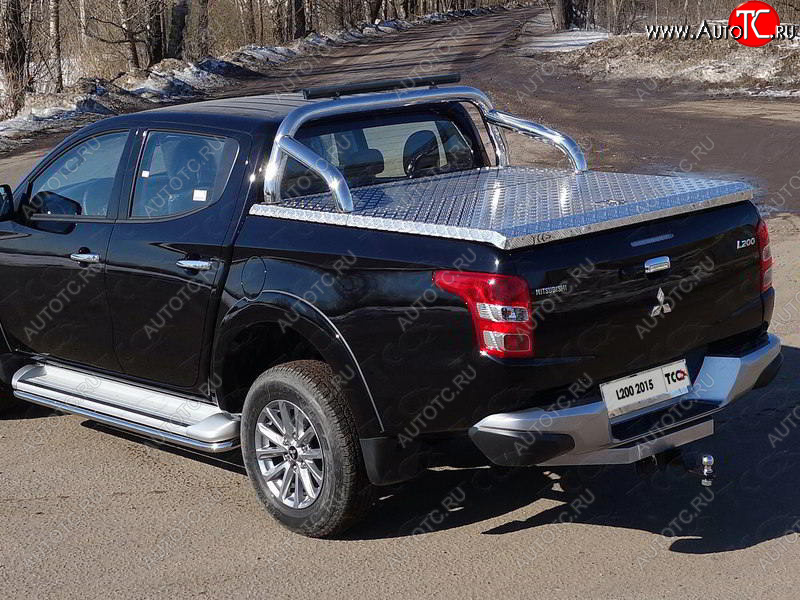 103 999 р. Защита кузова d76,1 мм (для крышки) со светодиодной фарой ТСС Тюнинг  Mitsubishi L200  5 KK,KL (2015-2019) дорестайлинг (нержавейка)  с доставкой в г. Кемерово