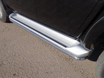 Защита порогов алюминий 42,4 мм, ТСС Тюнинг Mitsubishi L200  5 KK,KL (2015-2019) дорестайлинг