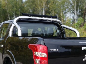 Защита кузова (для кузова) d 76,1 мм со светодиодной фарой ТСС Тюнинг Mitsubishi L200  5 KK,KL (2018-2022) рестайлинг (нержавейка)