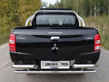 Защита кузова (только для кузова) со светодиодной фарой d75х42 мм ТСС Тюнинг Mitsubishi L200  5 KK,KL (2018-2022) рестайлинг (нержавейка)