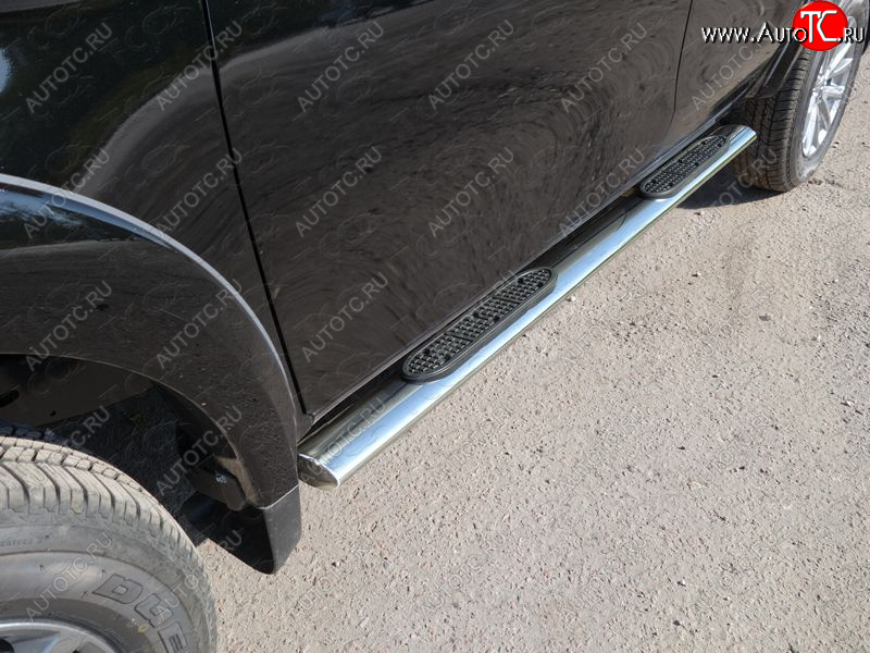 40 799 р. Пороги овальные с накладкой 120х60 мм, ТСС Тюнинг Mitsubishi L200 5 KK,KL рестайлинг (2018-2022) (серые)  с доставкой в г. Кемерово