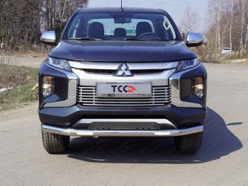 Защита переднего бампера нижняя с ДХО 76,1 мм ТСС Тюнинг Mitsubishi L200 5 KK,KL рестайлинг (2018-2022) (нержавейка)