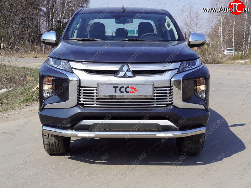 32 999 р. Защита переднего бампера нижняя с ДХО 76,1 мм ТСС Тюнинг Mitsubishi L200 5 KK,KL рестайлинг (2018-2022) (нержавейка)  с доставкой в г. Кемерово